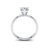 Gabriano Nancy 3 tırnaklı tektaş yüzük; GIA-HRD sertifikalı kalp pırlanta ve beyaz altın montürün yandan görünüşü